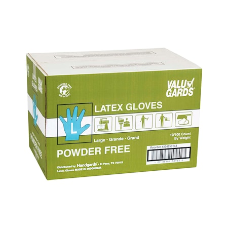 Valugards Valugards PF, Disposable Gloves, Latex, Powder-Free, L, 1000 PK, White 304750143